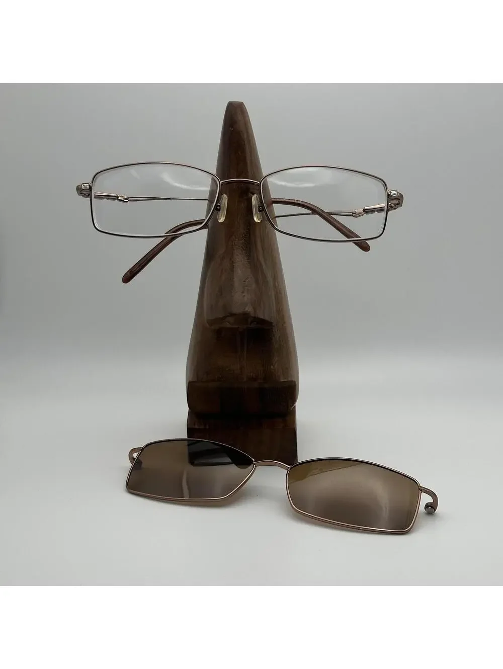 Takumi Rectangular Metal Prescription Glasses Frame with Clip-On Sunglasses